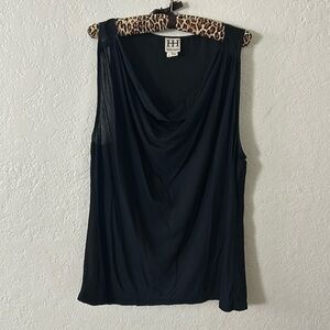 Haute Hippie cowl neck sleeve less semi sheer top